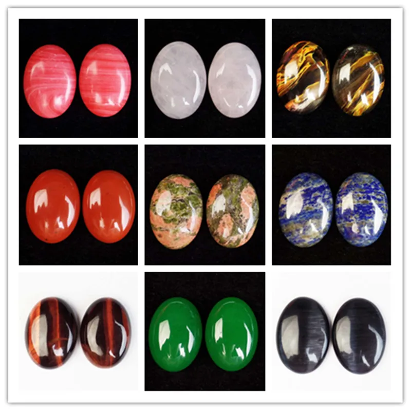 

(2pieces/lot)Wholesale Natural Mixed Stone Oval CAB CABOCHON 25x18x6mm yl061802