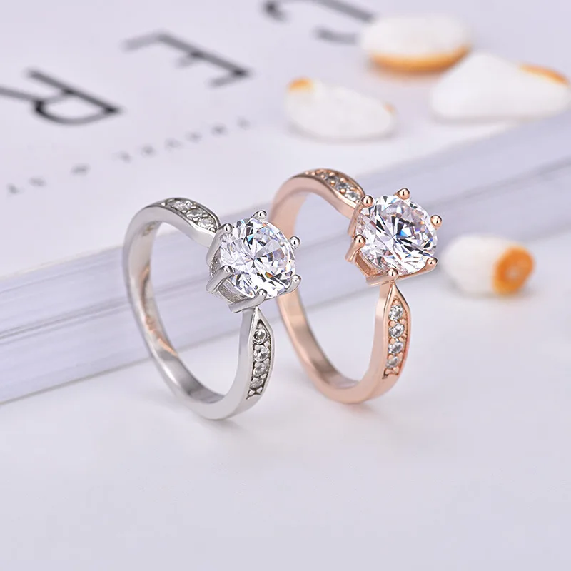 

BUYEE Fashion Six Claw Zircon Engagement Ring Wedding Band Ring For Women DIY Jewelry Open Ring Jewelry