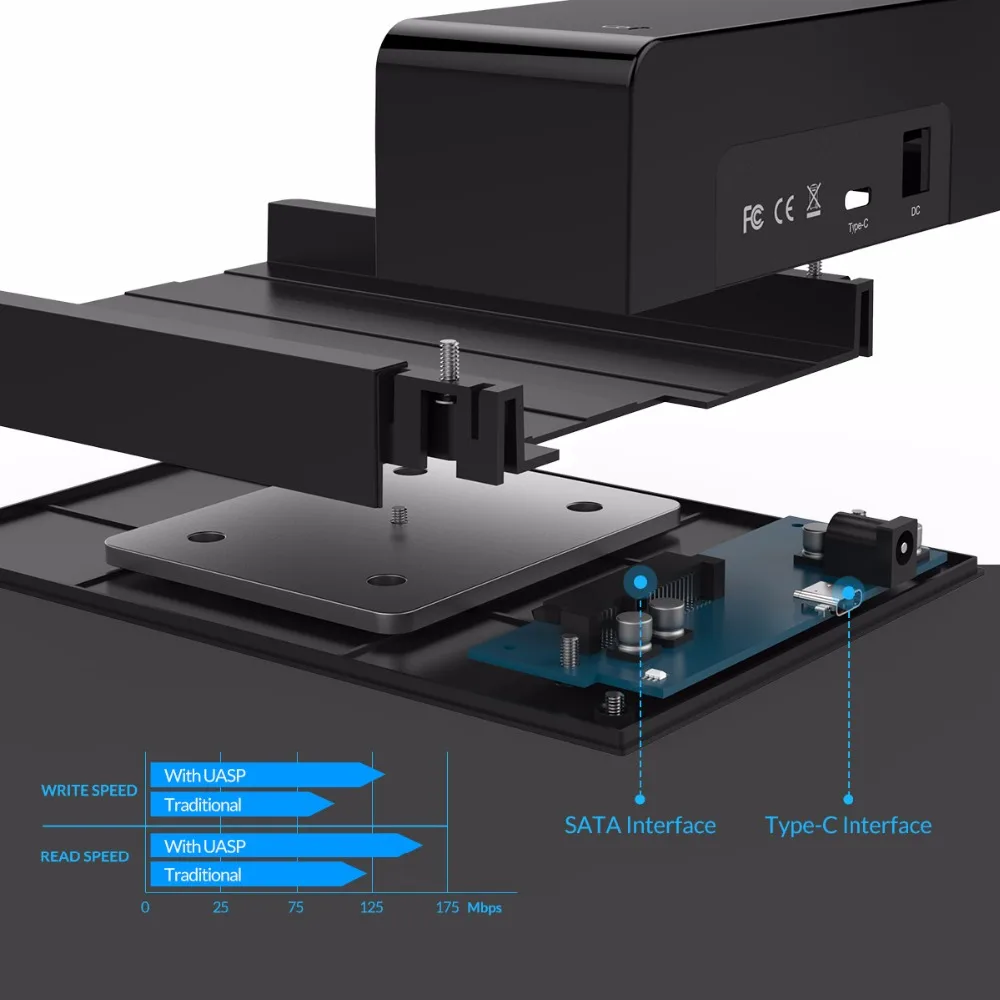 ORICO Тип C HDD корпус SATA для USB 3,1 2,5 3,5 дюймов 10 Гбит/с USB C внешний жесткий диск Док-станция Поддержка UASP 8 ТБ накопители