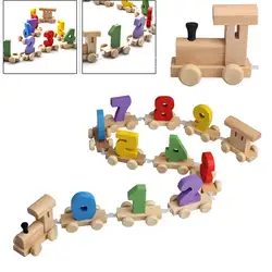 Цифровой количество деревянный поезд рисунках Железнодорожный дети Дерево мини-игрушки Обучающие 998