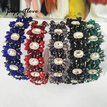 Rhinestone Beads Hair Bands Crystal Wide Headbands Bride Tiaras Baroque Crown Women Party Wedding Hair Jewelry Bride
