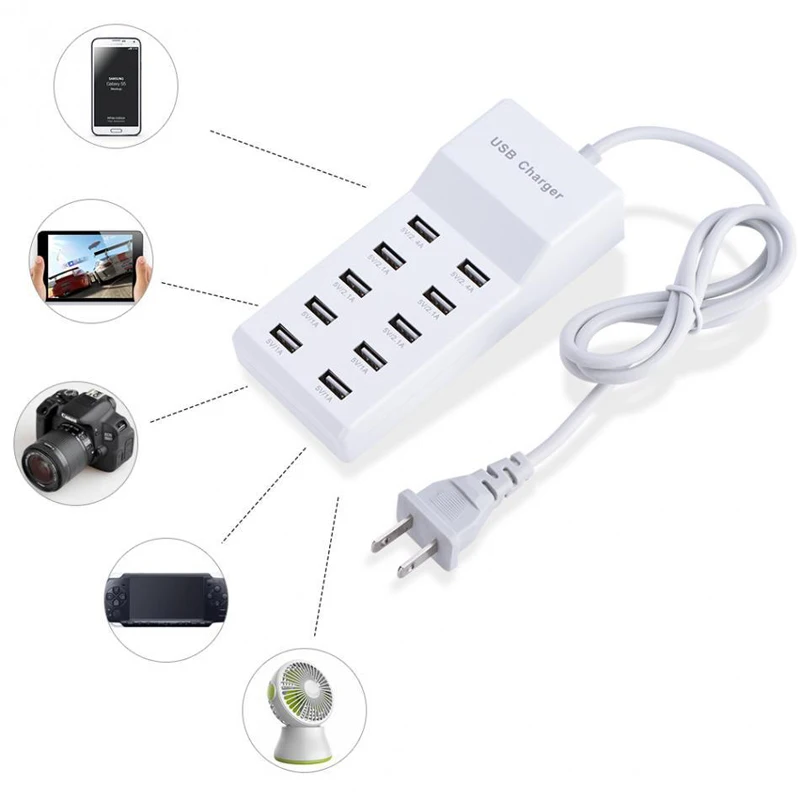 USB разветвитель для зарядки 60 Вт 10 портов|Зарядные устройства| |