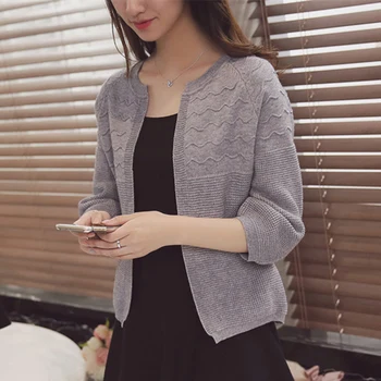

Solid Colors new Sweater Women Cardigan Knitted Sweater Coat Crochet Female Office Lady Woman Cardigans Tops 0.28