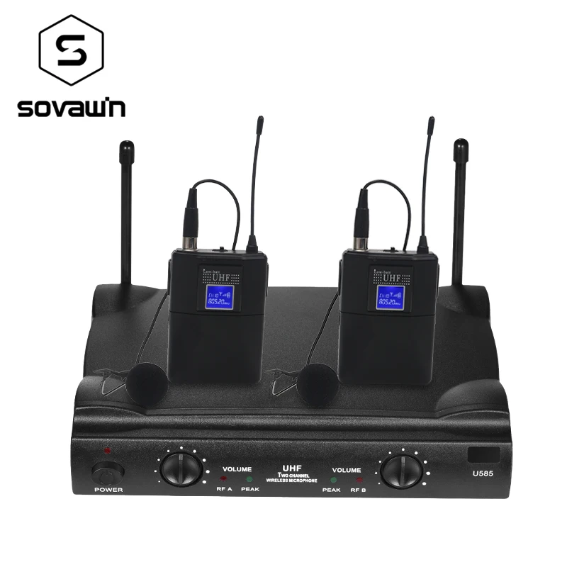 UHF Dual Way Digital UHF Wireless Microphone with 2 Bodypack Transmitter 2 Headset 1 Receiver 120M Distance for Karaoke Speech