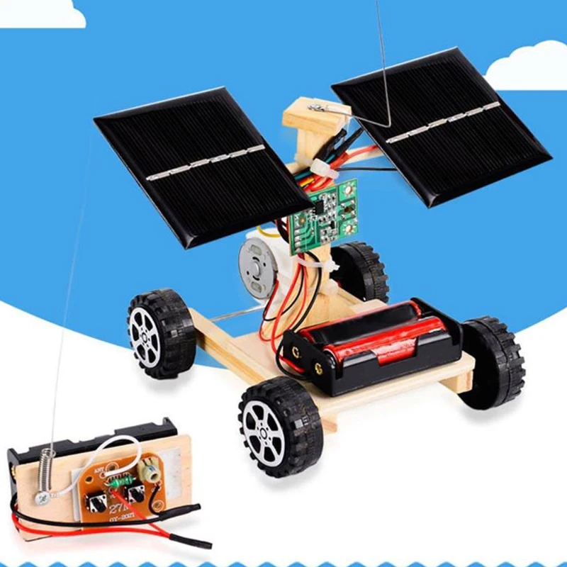 Сборные радиоуправляемые игрушки Diy Мини Деревянный автомобиль беспроводной пульт дистанционного управления модель автомобиля Diy солнечный автомобиль детская игрушка научная развивающая игрушка