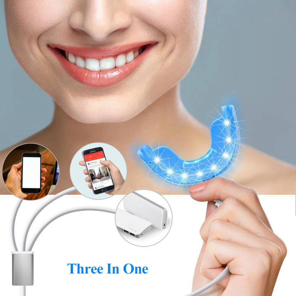  16 LEDs Cold Light Teeth Whitening Device Mouth Tray USB Dental Professional Tooth Whitener Bleachi