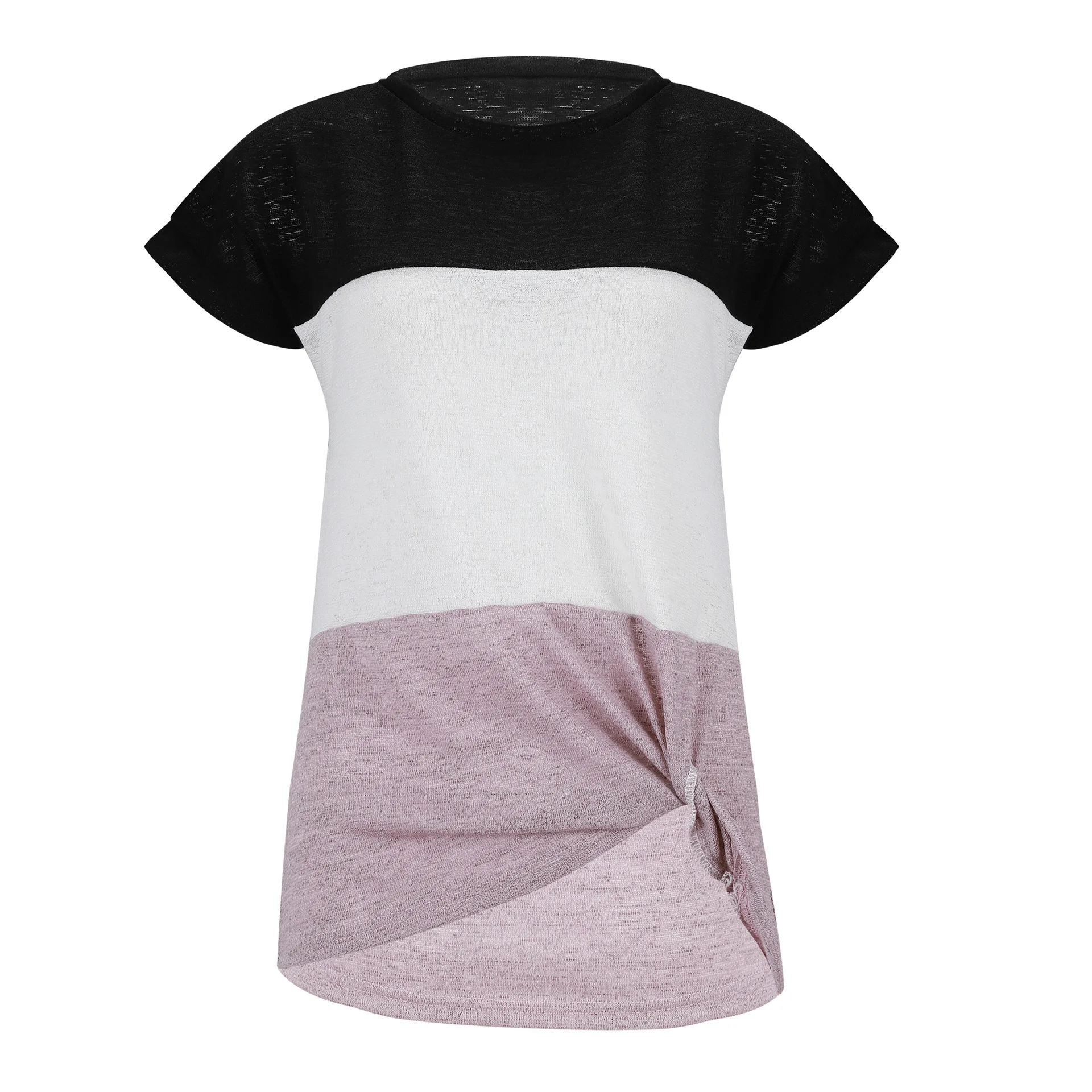 Лоскутная плиссированная футболка, женская одежда, рукав летучая мышь, короткий рукав, раздельная футболка, сексуальные топы, Повседневная Свободная футболка, уличная одежда