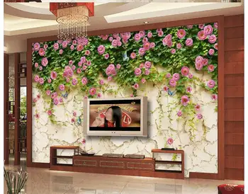 

3d wallpaper for room Pink rose flower stone wall background wall mural 3d wallpaper flower wallpaper