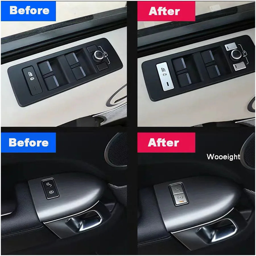 Wooeight Aluminium Alloy Door Window Switch Control Button Stickers Cover Decoration For Land Rover Range Rover Sport 2014-2017 (1)