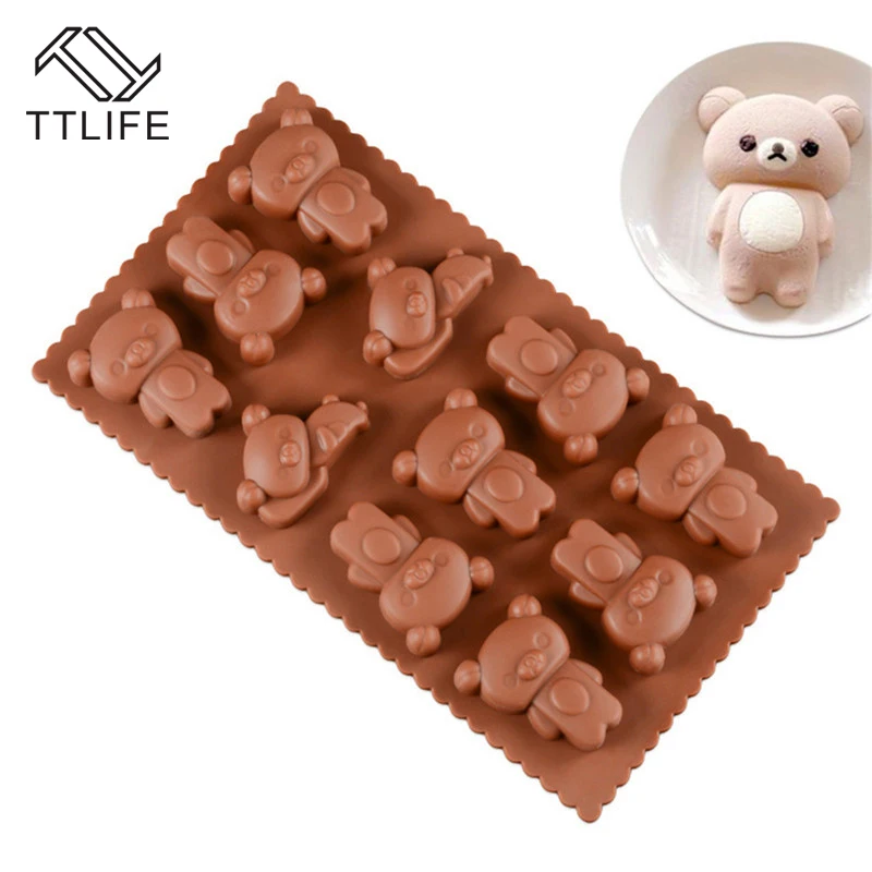 

TTLIFE 3D Cartoon Bear Shape Silicone Chocolate Mold Fondant Sugarcraft Mould Confectionery Cookie Baking Dishes Ice Cube Tray