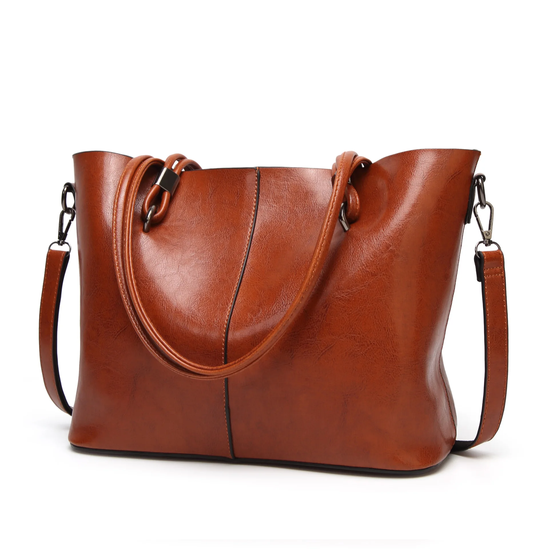 

2018 new European and American bucket bag 8904 simple portable pu bag single shoulder skew satchel woman handbag