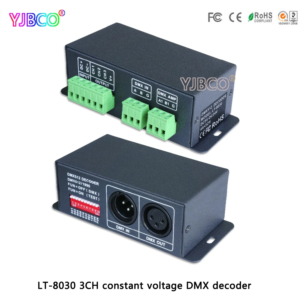 

LTECH led comtroller LT-8030 LED constant voltage DMX-PWM Decoder DC5-24V input;4A*3 channel output for led lamps