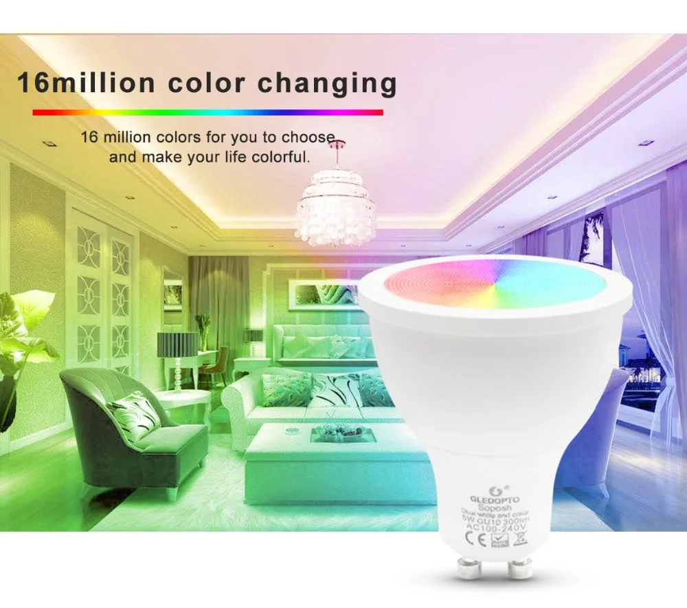 ZIGBEE умный дом светодиодный gu10 лампа RGB+ CCT изменение цвета 5 Вт умный Светодиодный точечный светильник AC100-240V светодиодный двойной белый светильник для работы с echo plus