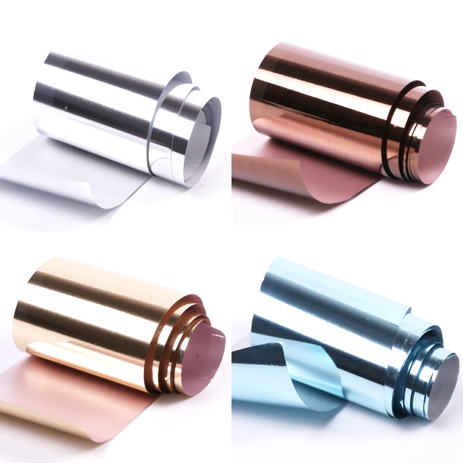 1Roll Metallic Nail Foil Sticker Rose Gold Sliver Laser Metal Transfer Slider Holographic Starry Adhesive Decal Manicure LA996-3 (8)