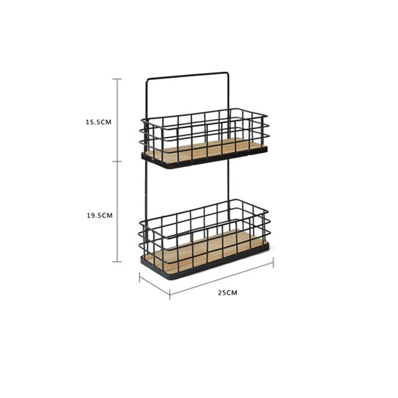 Многофункциональная настенная полка органайзер железная стойка для хранения для кухни стойка для хранения специй макияж полки для хранения для ванной комнаты полка - Цвет: Black (with board)