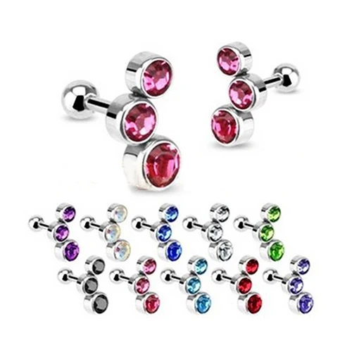 

1 Pc Women Rhinestone Tragus Cartilage Stud Short Barbell Body Piercing Earring