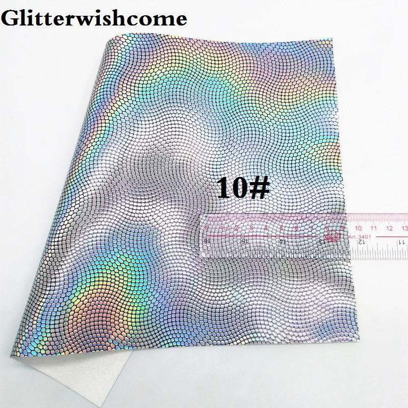 Glitterwishcome 21X29 см A4 Размеры виниловые обои для банты тиснением радужные туфли из Кожи Ящерицы; по низкой Искусственная кожа листы для банты, GM178A