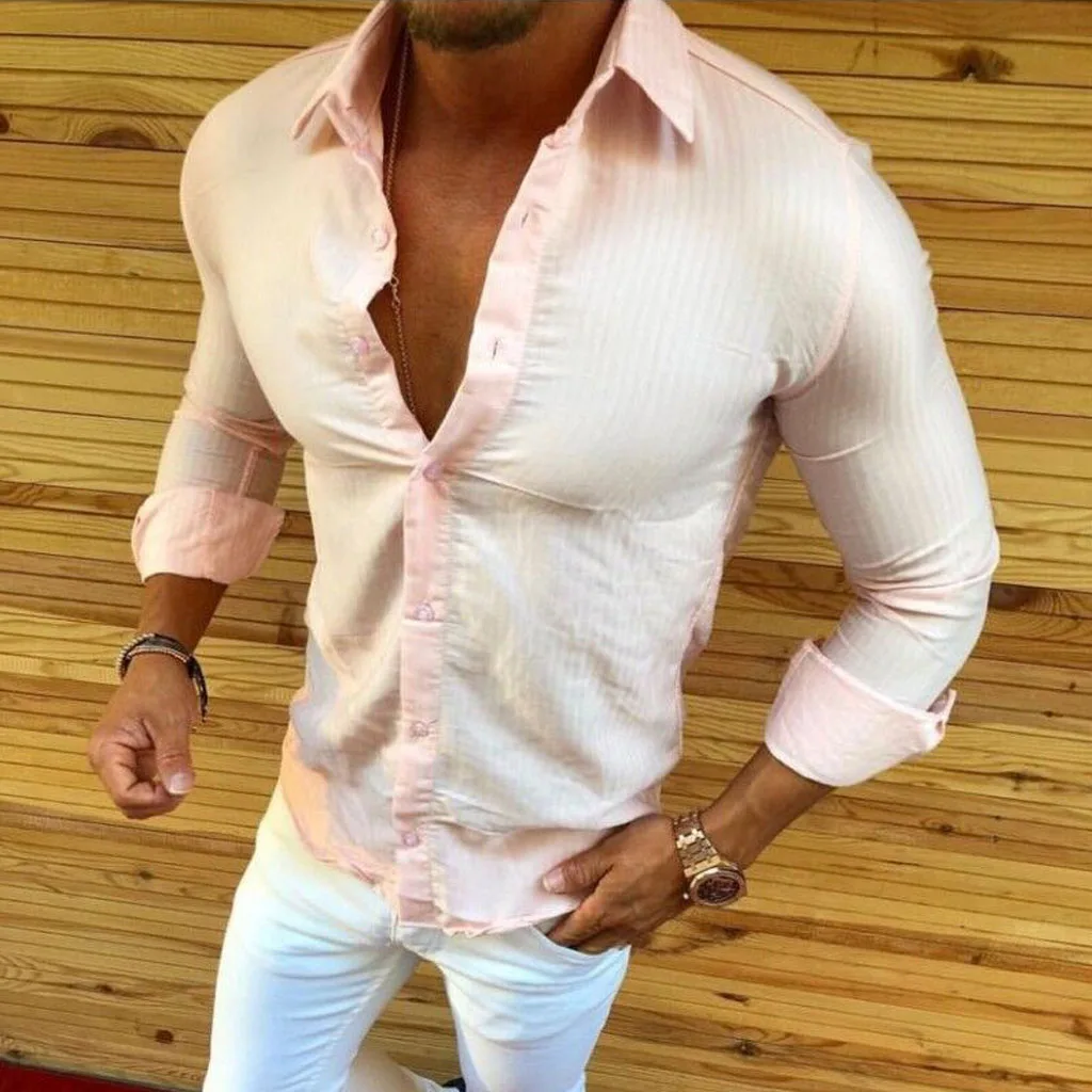 Новые стильные однотонные мужские летние хлопковые рубашки, повседневные свободные рубашки с v-образным вырезом и длинными рукавами