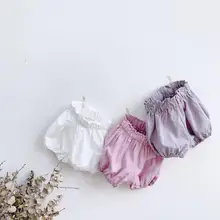 Коллекция года, шорты для новорожденных и малышей, штаны в Корейском стиле, однотонные хлопковые летние шорты для девочек, шорты для маленьких девочек, детская одежда, JW7326