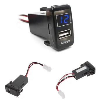 

2 in 1 Car 5V 2.1A USB Dashboard Voltmeter Car-charger Socket Plug for TOYOTA VIGO Red Bule LED Indicator Auto Accessories