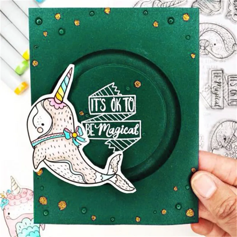 

InLoveArts 12Pc/lot 14*14cm Marine Metal Cutting Dies and Clear Stamps for Scrapbooking Embossing Rubber Stamps for Card Making