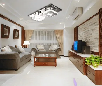 

RmamaryLED K9 Crystal LED 110-230V Ceiling Light 2 Head Cool White Chandelier Lamps Size:45*21*10cm