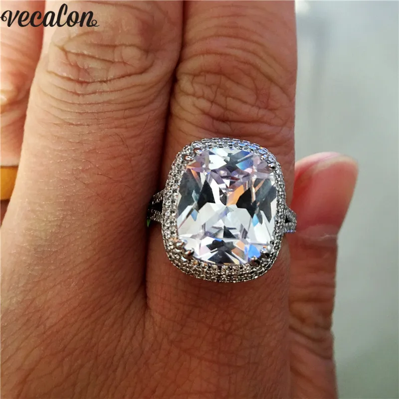 

Vecalon Big Promise Ring 925 sterling silver Cushion cut 8ct AAAAA Zircon Cz Engagement Wedding band rings for women Jewelry