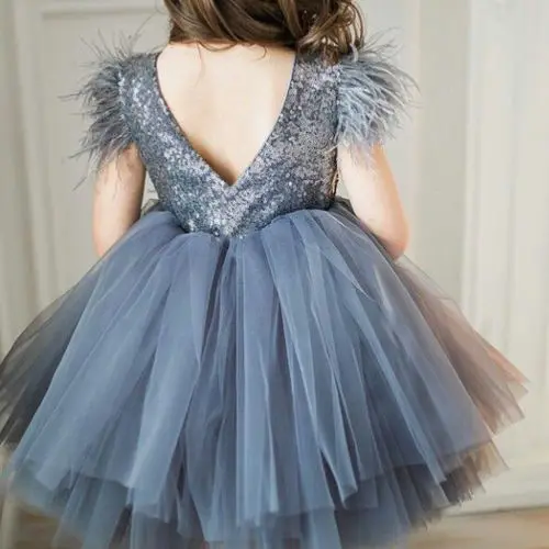 

2019 HOT Girls Princess Party Pageant Wedding Tulle Tutu Sequin Bridesmaid Dress