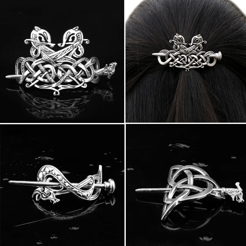 

MQCHUN Celtics Knots Viking Runes Dragons Hairpin Vintage Metal Stick Slide Hair Clips Women Hair Jewelry Accessories Gifts