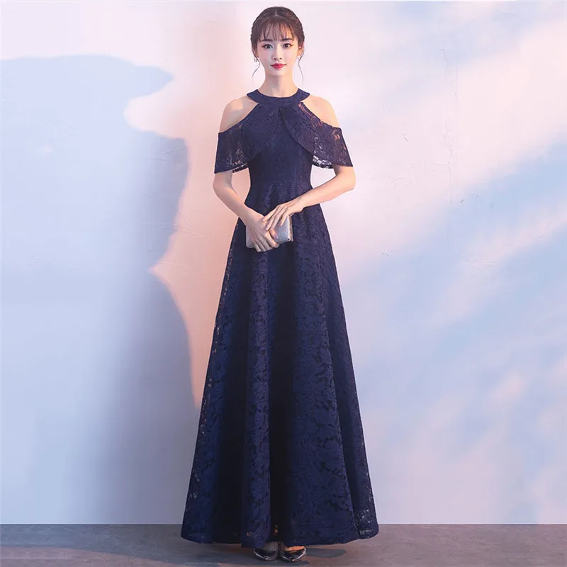 

Party Dress Black Light Blue Long Lace Dresses 2019 New Spring Autumn Elegant Office Fashion Slim Dress Vestidos Feminina LD811