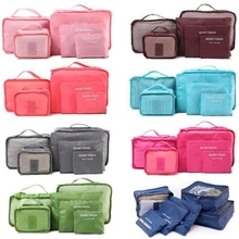 THINKTHENDO 6Pcs Waterproof Travel Clothes Storage Polyester Bags Luggage Organizer Pouch Packing Oxford Cloth+Mesh Case  