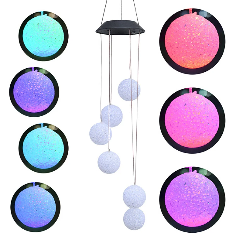 

6 Leds Solar Wind Chimes Light Multicolor Ball Hanging Home Decoration Wind Chimes Bell Lamp For Window Party Garden Light