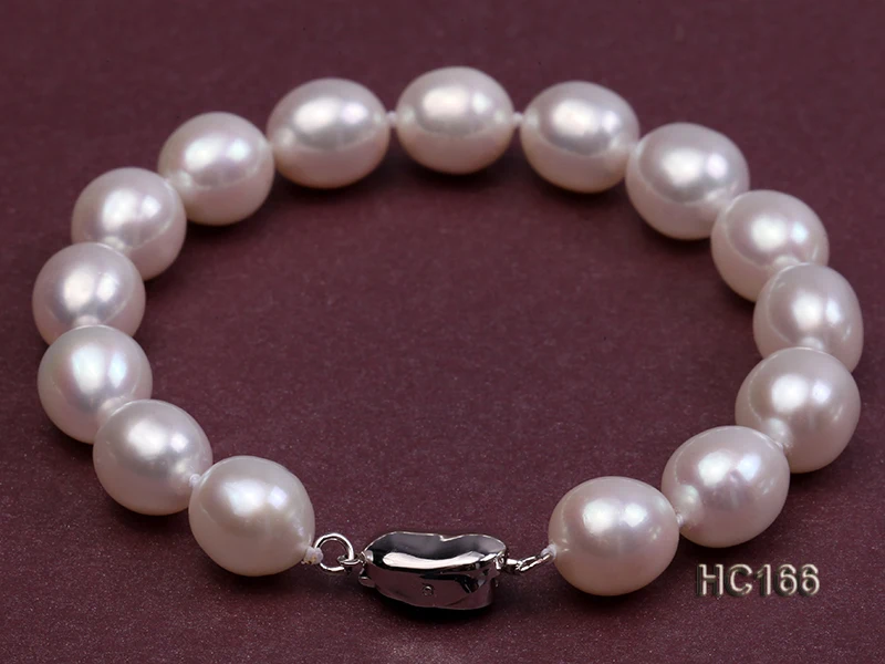 

Unique Pearls jewellery Store AAA 9-10mm White Rice Natural Freshwater Pearl Bracelet 19cm S925 Silver Clasp