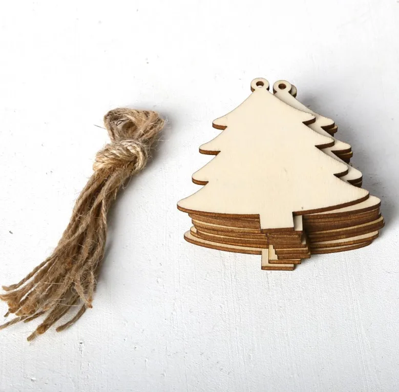 

10PCS/ Lot Xmas Hanging Wooden Ornaments DIY Christmas Deer Head Party Christmas Decorations For Home Kids Gifts