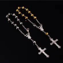 48 шт/христианский крест браслет Пластик Хрустальный Розарий ребенка платье для причастия; крестильное платьице для малышей католический мини четки оптом по низкой цене