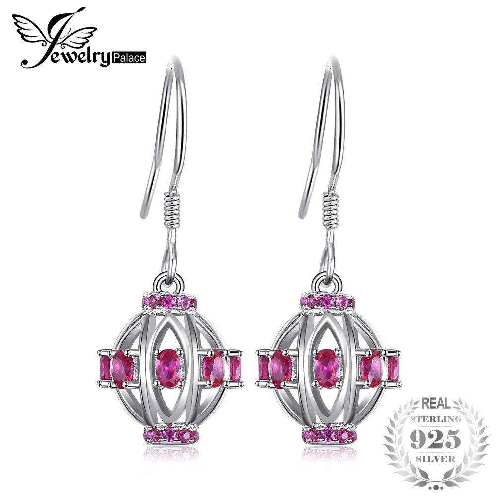 JewelryPalace резные 1.54ct рубинов создано серьги серебро 925 Изящные для Для женщин |
