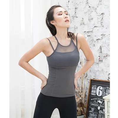 Женский спортивный жилет без рукавов, топ для йоги, майка, быстросохнущая спортивная рубашка для бега, фитнеса, футболка, одежда для спортзала - Цвет: Серый