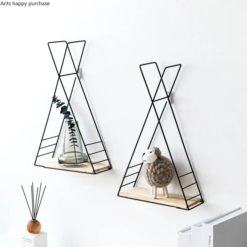 

Wooden black Storage Racks Hanging Decor Storage Box Flower Pot House Storage Rack Wall Book Figurines Display Crafts Shelves