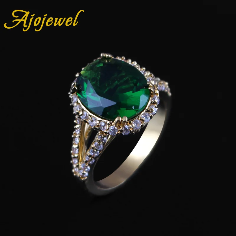 Женское кольцо с большим яйце Ajojewel роскошное зеленое кубическим цирконием