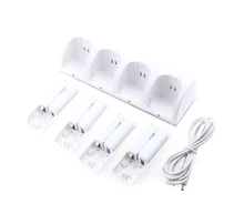 Hot Sale White 4x Rechargeable Battery+Quad 4 Charger Dock Station Kit for Wii Remote Controller for wii gamepad charger