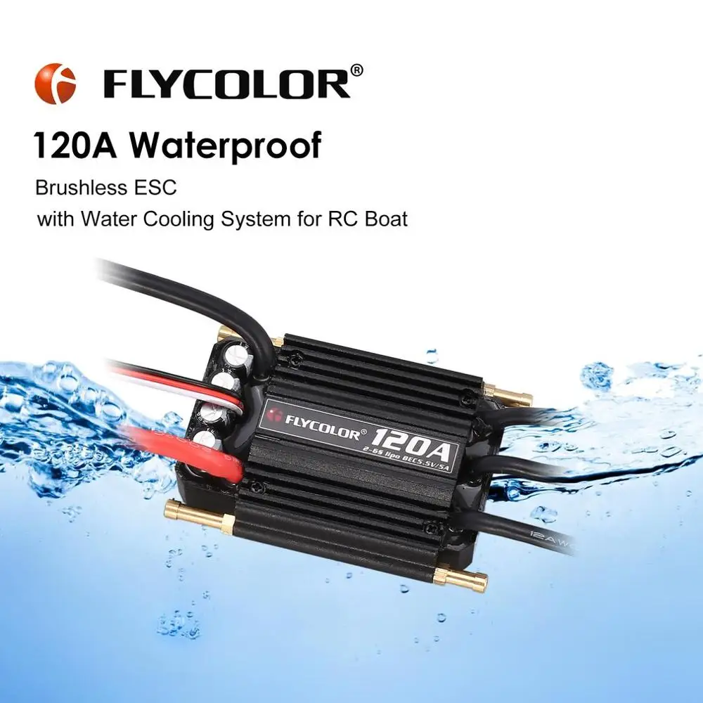 FLYCOLOR 2-6S 120A150A водонепроницаемый бесщеточный ESC Регулятор скорости для RC лодки с BEC 5,5 V/5A система водяного охлаждения - Цвет: 120A