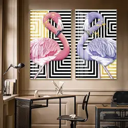 Без рамы Гостиная украшения живопись, современный минимализм Фламинго холщовая картина анимальный настенный постер для дома Декор