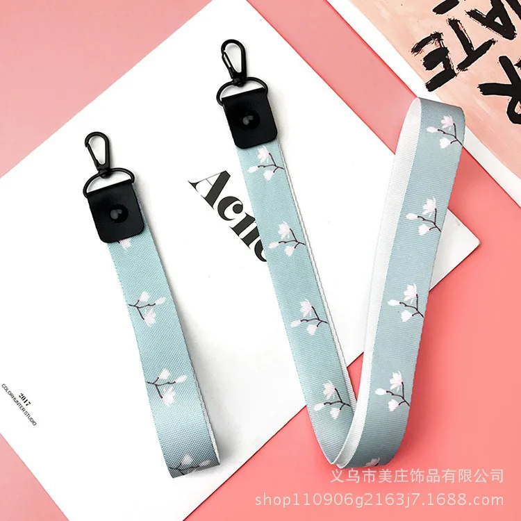 

Small Fresh cotton flower Neck Strap Lanyards for keys ID Card Gym Mobile Phone Straps USB badge holder DIY Hang Rope Lariat