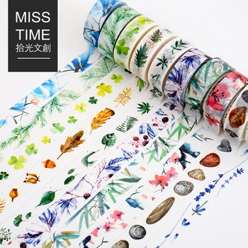 

15mmX8m 1 pcs color tape adhesive masking tape Nature Series Hand Tear Office Adhesive Tap gift Single-Side school supplies