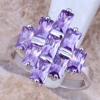 

Cheerful Purple Cubic Zirconia Silver Plated Women's Jewelry Ring Size 6 / 7 / 8 / 9 R0757