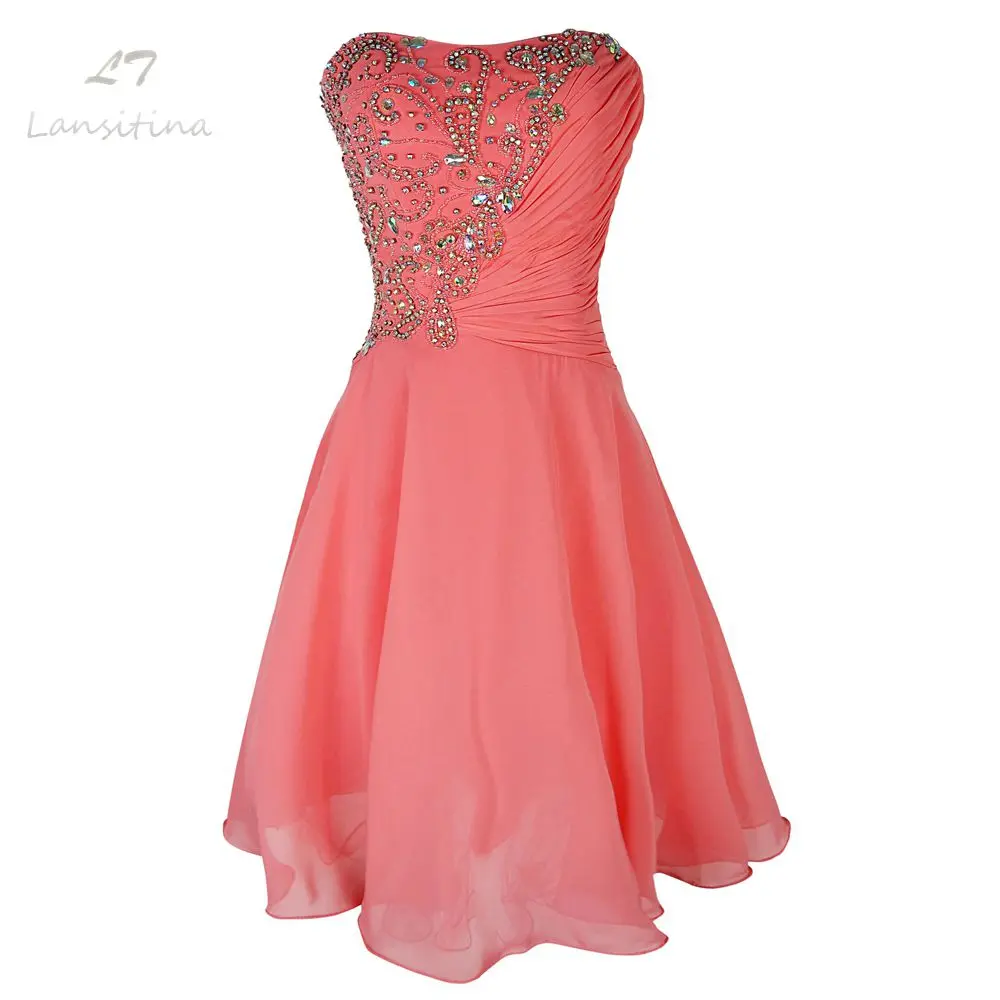 NOBLE WEISS Coral vestido de festa дебютантное платье vestido formatura curto Выпускные платья Короткие вечерние платья с бусинами и корсетом - Цвет: same as picture