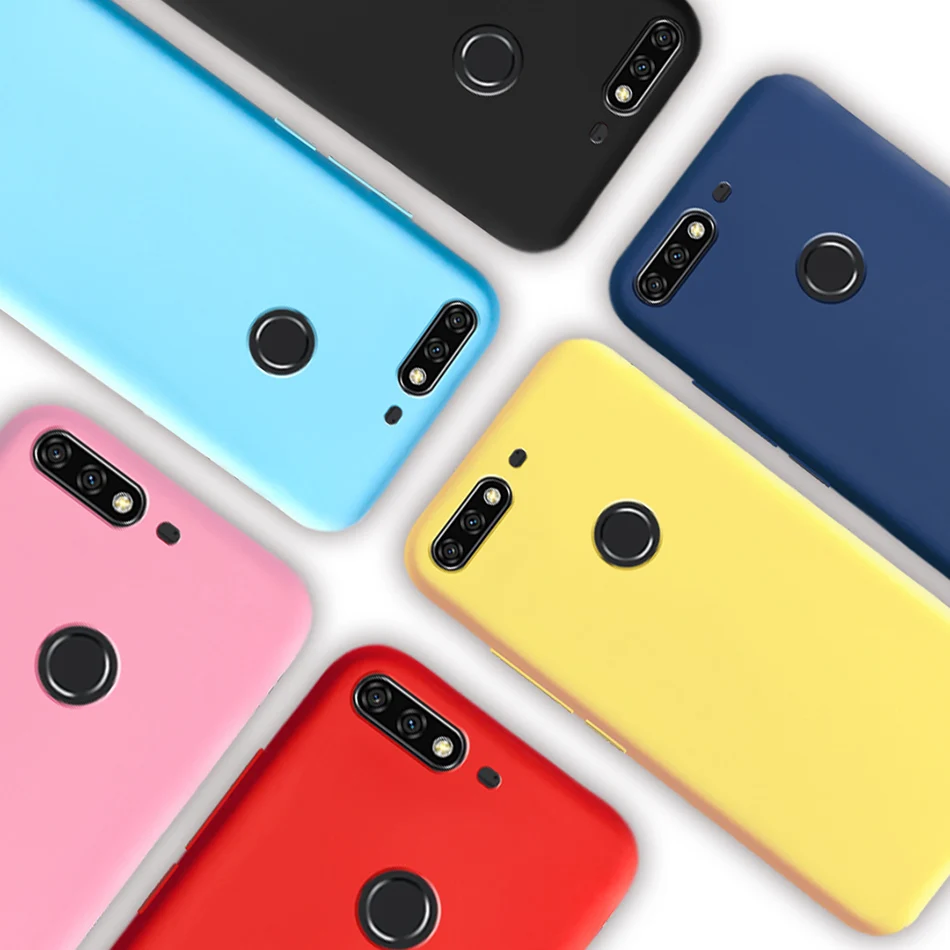 Силиконовый чехол карамельных цветов для Huawei Y7 Prime 2018 мягкий матовый из ТПУ Y 7 |