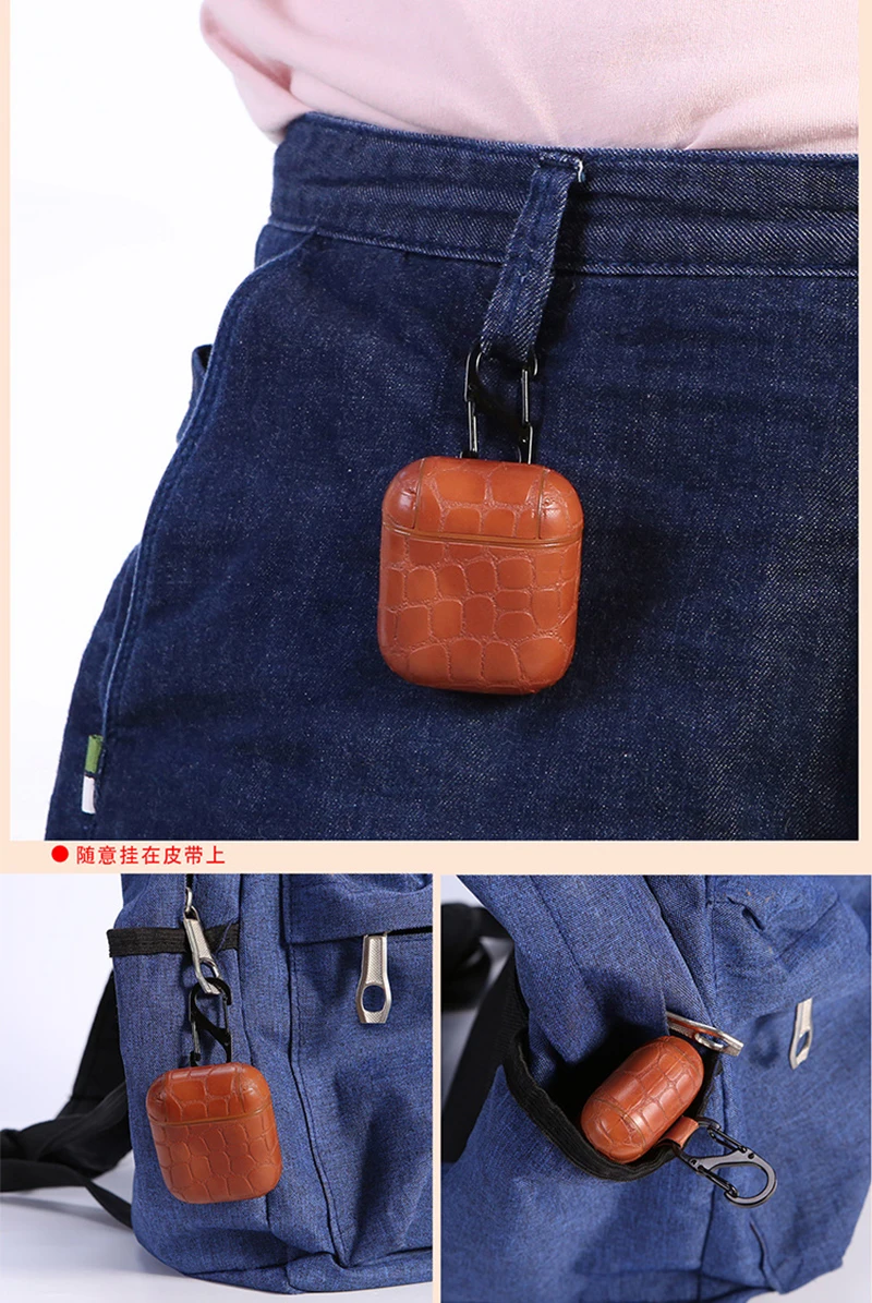 For Airpods Cover Stone Texture PC + PU Leather Cases For Air pod Protector Shell For Apple Earpods Covers For AirPod Skin (22)