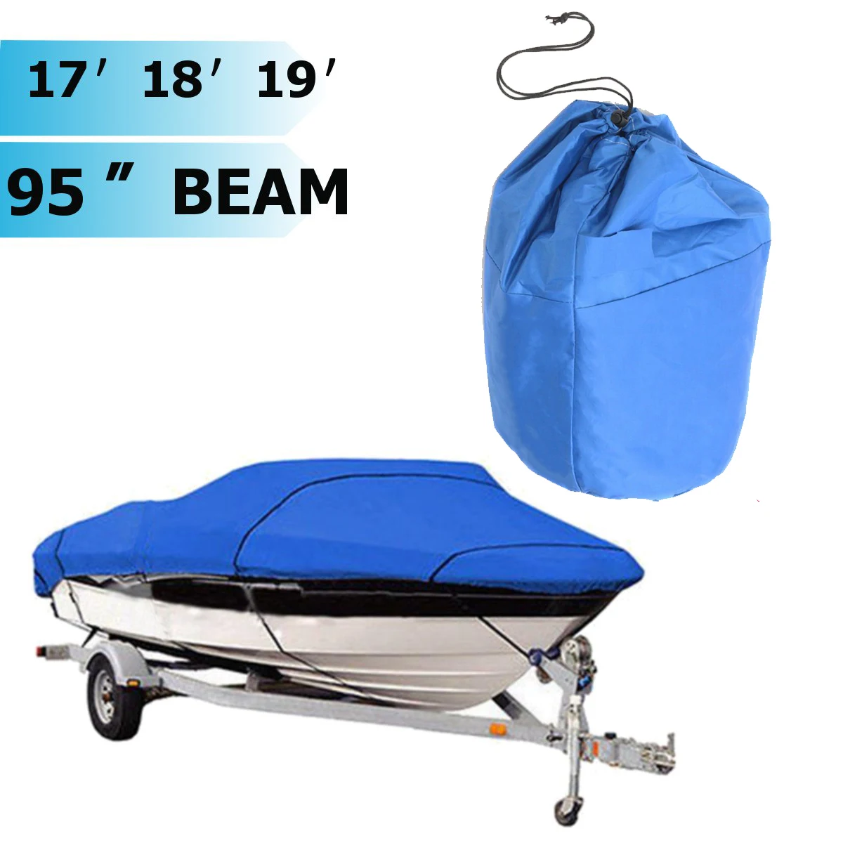 

Marine Blue Extra Heavy Boat Cover 171819 Waterproof V-Hull 210D