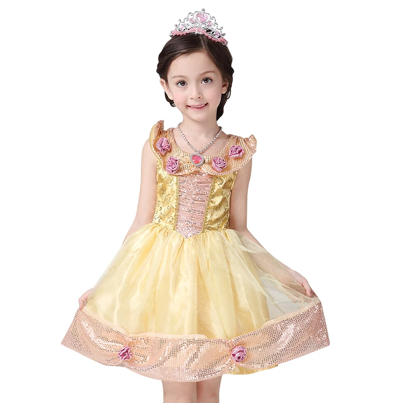 

Children Rapunzel Cinderella Sleeping Beauty Sofia Party Dress Flower Girls Belle Princess Dresses Beauty Beast Cosplay Dress